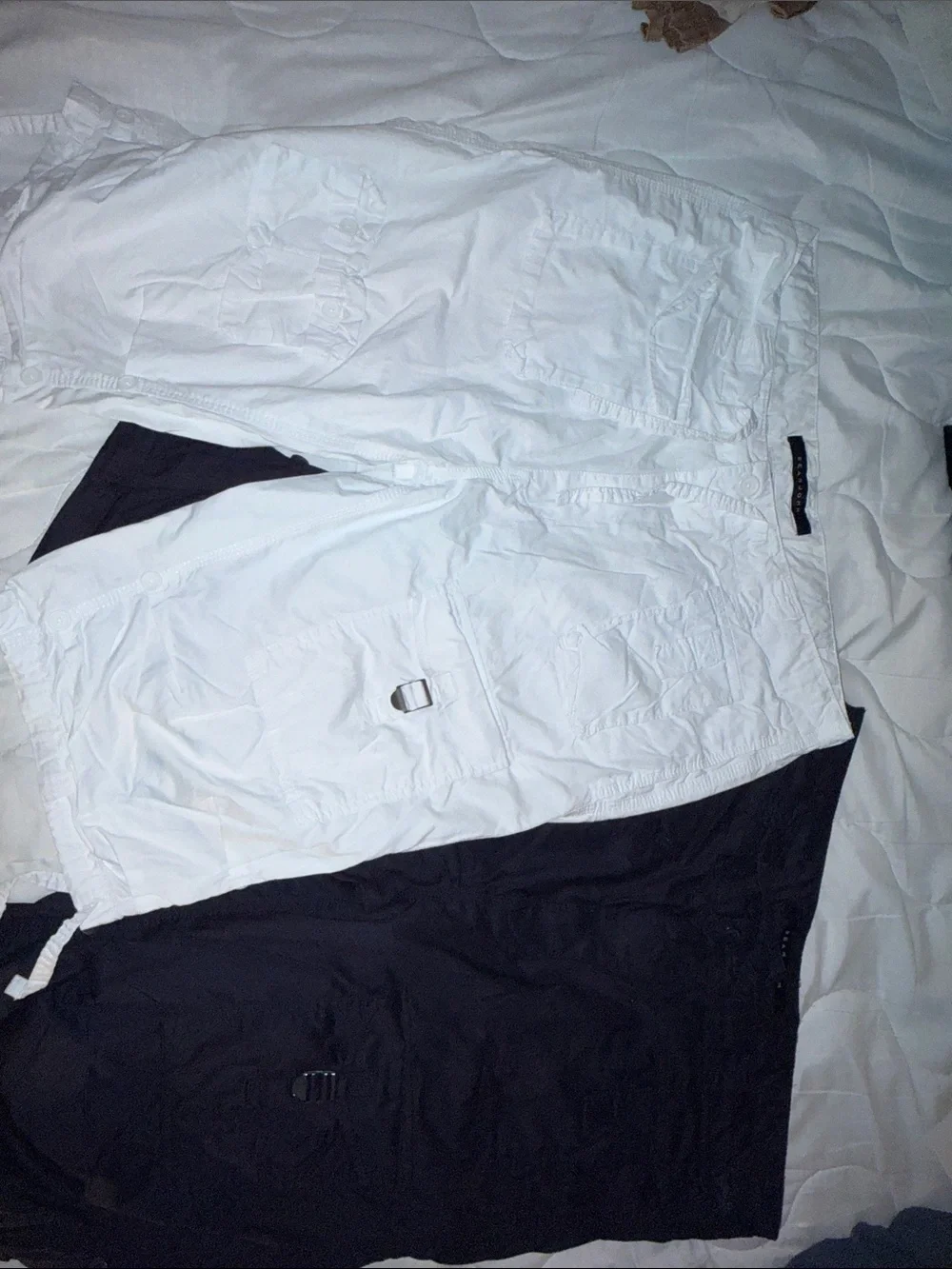 Sean John Men's White and Black Cargo Shorts